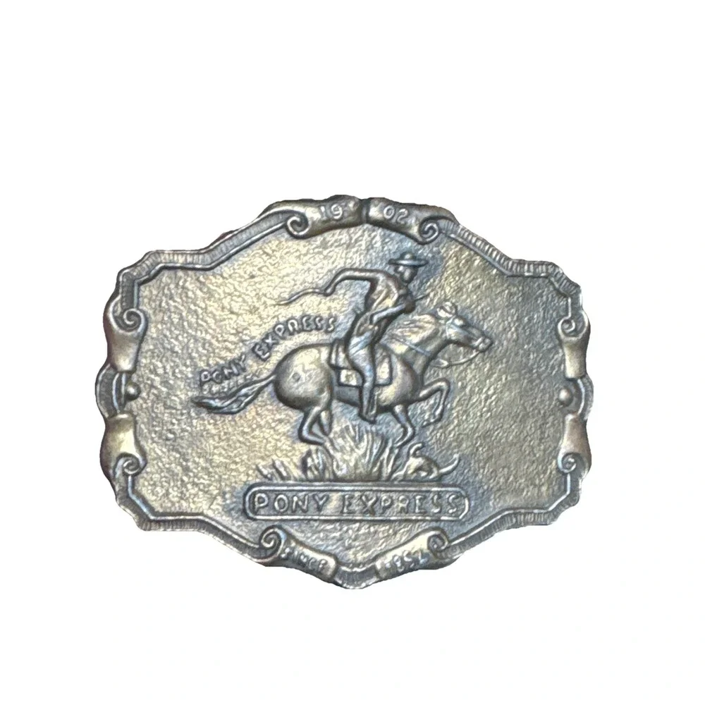 Pony Express Horse Us Mail Post Office Wild West Western‎  Vintage Belt Buck